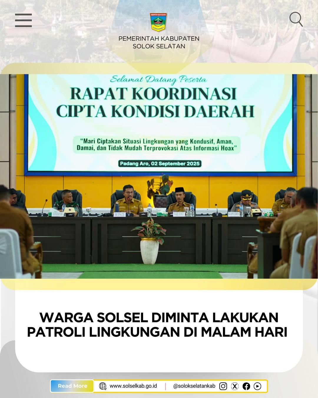 Warga Solsel Diminta Lakukan Patroli Lingkungan di Malam Hari